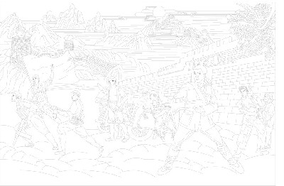 大好河山浮雕雕塑原創手繪設計稿