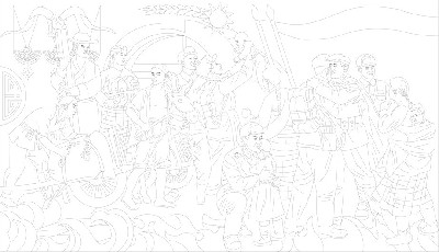 紅色黨建浮雕雕塑原創手繪設計稿