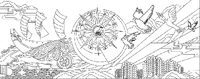 中醫文化浮雕雕塑原創手繪設計稿