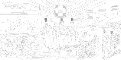 紅色黨建浮雕雕塑原創(chuàng)手繪設計稿