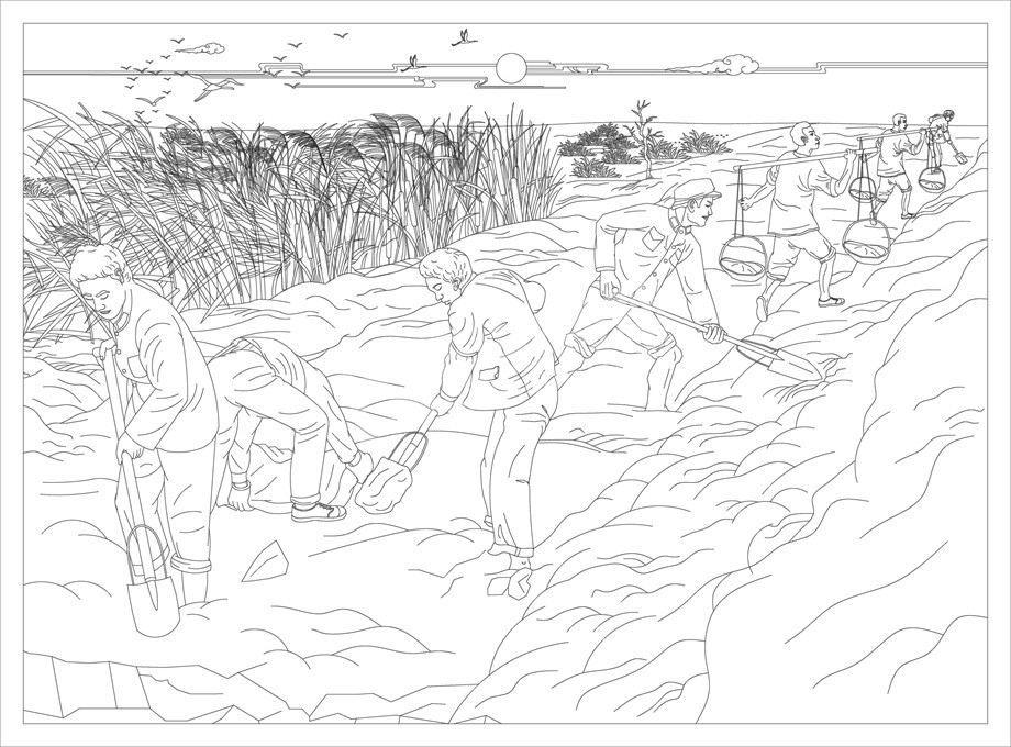 鄉(xiāng)村振興浮雕雕塑原創(chuàng)手繪設計稿