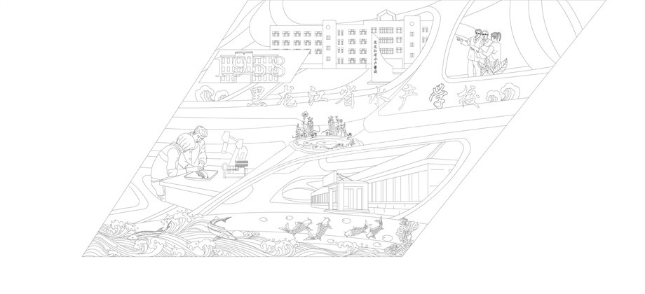 水產(chǎn)學校浮雕雕塑原創(chuàng)手繪設(shè)計稿