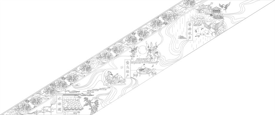 鄉村振興浮雕雕塑原創手繪設計稿