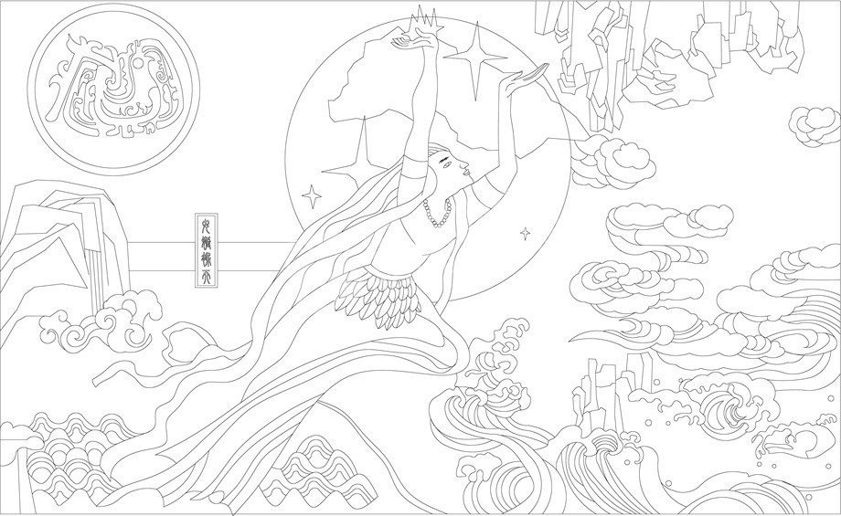 人文歷史浮雕雕塑原創手繪設計稿